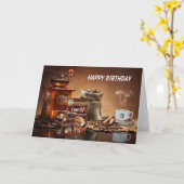 健康なコーヒーハッピーバースデーの挨拶状 カード (黄色い花)