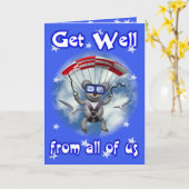 健康なスカイダイビングのコアラを得て下さい カード (黄色い花)