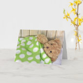 健康なテディー・ベアをすぐに得て下さい カード (黄色い花)