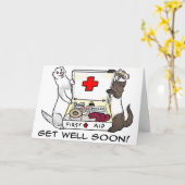 健康なフェレットカードをすぐに得て下さい カード (黄色い花)