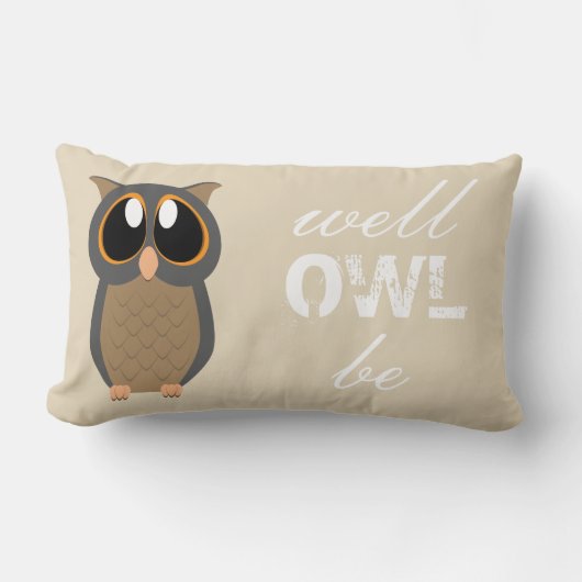 健康なフクロウはあります! -フクロウの枕 ランバークッション (正面)