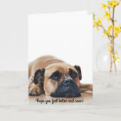 健康なブルドッグ犬の恋人カードをすぐに得て下さい カード (黄色い花)