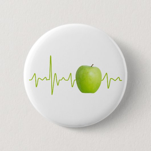 健康な人々のためのハートビートアップルギフト 缶バッジ (正面)
