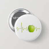 健康な人々のためのハートビートアップルギフト 缶バッジ (正面&裏面)