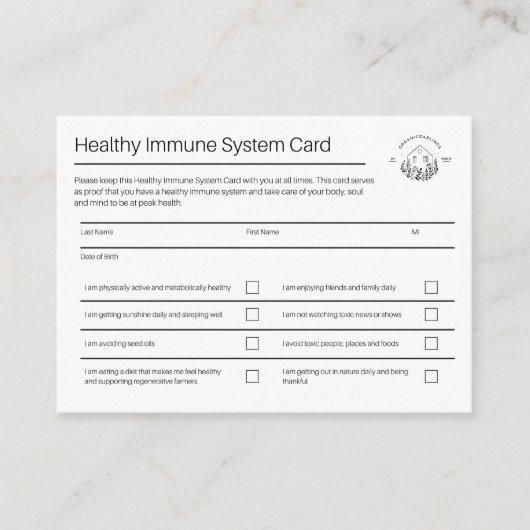 健康な免疫系カード |パック100 名刺 (正面)