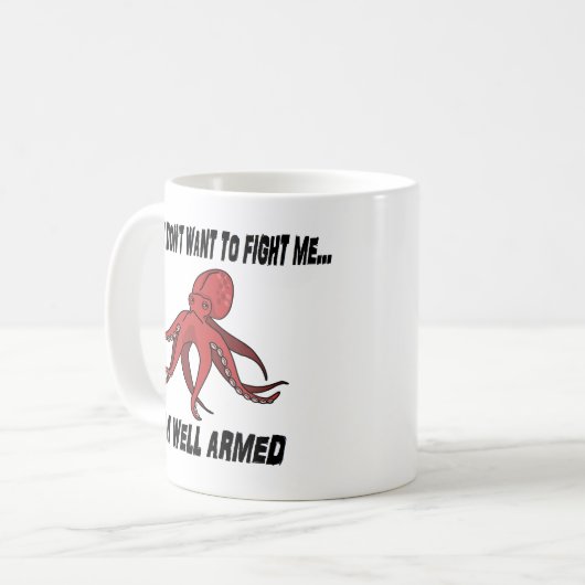 健康な武装したタコの動物のしゃれのマグ コーヒーマグカップ (正面左)