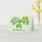 健康な漫画のスタイルのオウムを得て下さい カード (黄色い花)