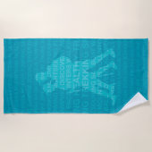 健康な移住のティール(緑がかった色)およびターコイズ ビーチタオル (正面)