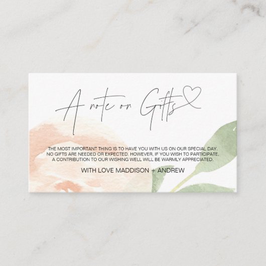 健康な結婚式の招待状を望むギフトの花柄のノート エンクロージャーカード (正面)