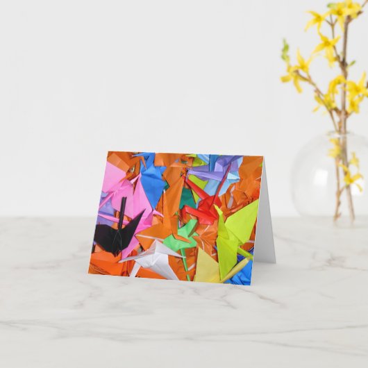 健康な願い-千のペーパークレーン--を得て下さい カード (黄色い花)