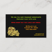 健康な食糧レストラン 名刺 (裏面)