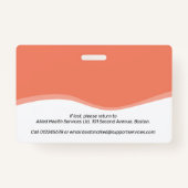 健康に不可欠な作業者の写真IDバーコードオレンジ バッジ (裏面)