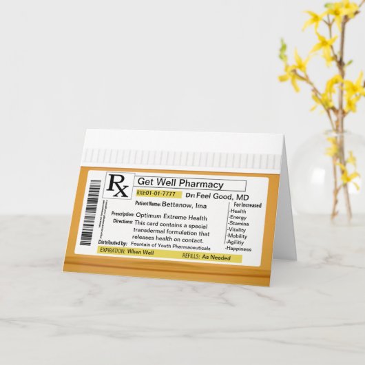 健康に対するRX処方 カード (黄色い花)