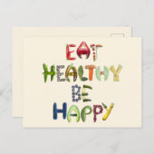 健康に幸せ - 果物と野菜 ポストカード (正面/裏面)