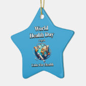 健康のために団結する。世界保健デー。T-シャツ セラミックオーナメント (左)