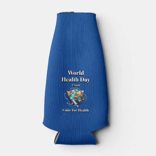 健康のために団結する。世界保健デー。T-シャツ ボトルクーラー (正面)