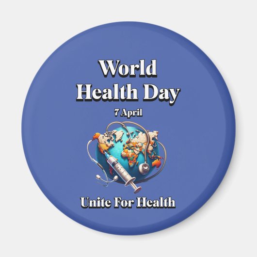 健康のために団結する。世界保健デー。T-シャツ マグネット (正面)