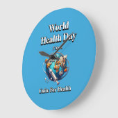 健康のために団結する。世界保健デー。T-シャツ ラージ壁時計 (傾斜)