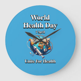 健康のために団結する。世界保健デー。T-シャツ ラージ壁時計