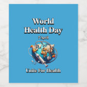 健康のために団結する。世界保健デー。T-シャツ ワインラベル (シングルラベル)