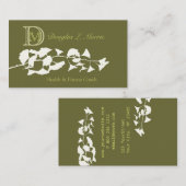 健康の健康白い銀色のイチョウの木のモノグラム 名刺 (正面/裏面)