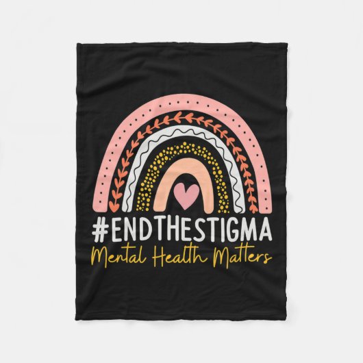 健康の問題はスティグマ虹のボホ終了 フリースブランケット (正面)