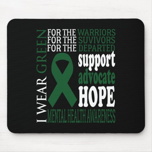 健康の問題グリーンリボンメンタルヘルスの問題 マウスパッド (正面)