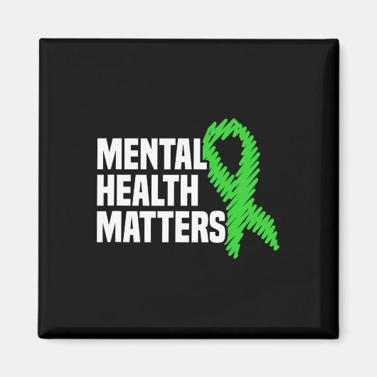 健康の問題グリーンリボンメンタルヘルスの問題 マグネット (正面)