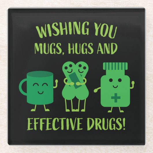 健康の回復が早く良くなる ガラスコースター (正面)