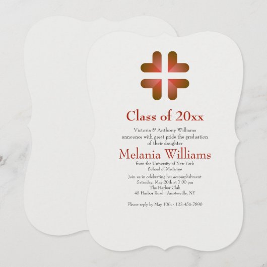 健康は全て卒業招待状 招待状 (正面/裏面)