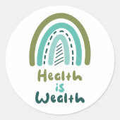 健康は富やる気を起こさせるの宝虹の青 ラウンドシール (正面)