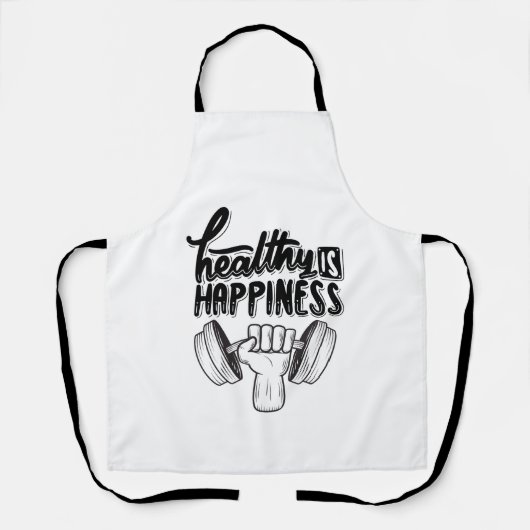 健康は幸せジム動機デザイン エプロン (正面)