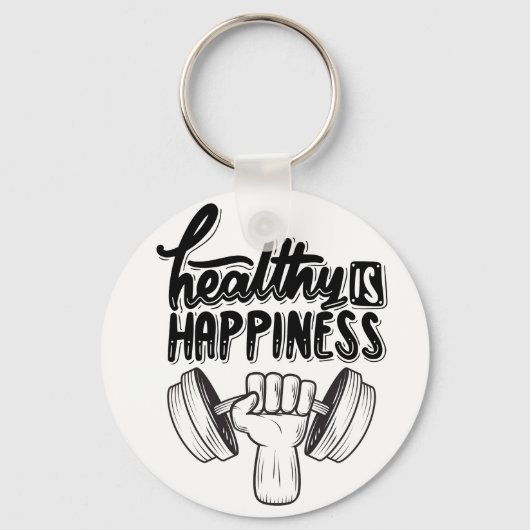 健康は幸せジム動機デザイン キーホルダー (正面)