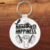 健康は幸せジム動機デザイン キーホルダー (正面)