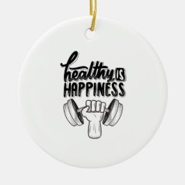 健康は幸せジム動機デザイン セラミックオーナメント