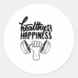 健康は幸せジム動機デザイン ラウンドシール