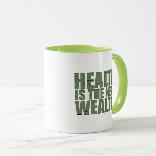 健康は新富だ マグカップ (正面右)