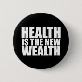 健康は新富だ 缶バッジ (正面)