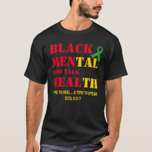 健康を訴える黒人のメンタルヘルス Tシャツ