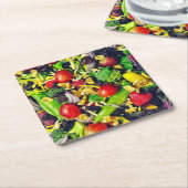 健康サラダコースター スクエアペーパーコースター (アングル)