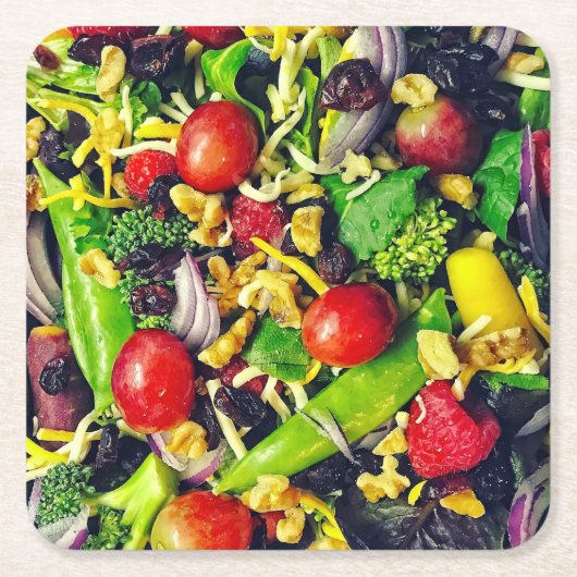 健康サラダコースター スクエアペーパーコースター (正面)