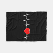 健康ハートビートEkg赤いハート疾患認識度M フリースブランケット (正面(横))