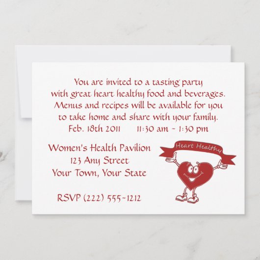 健康ハート人心臓病認識度記号 招待状 (正面)