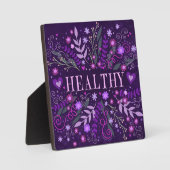 健康パープル感動的ハートフローラかわいらし フォトプラーク (正面)