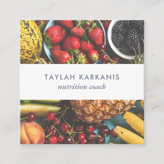 健康フィールドフレッシュカラフルフルーツスクエア スクエア名刺 (正面)