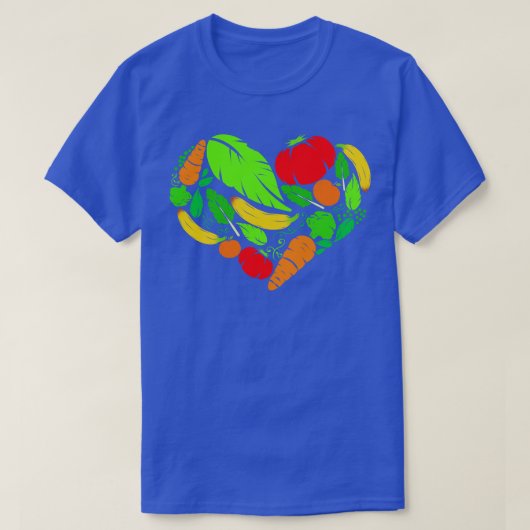 健康ベギーハートベジタリアン及びビーガン Tシャツ (デザイン正面)