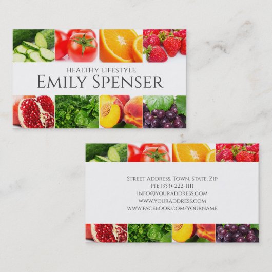 健康ライフスタイル栄養生鮮食品ダイエット専門家 名刺 (正面/裏面)