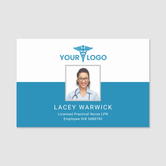 健康ロパーソナライズされたゴ気にのナース写真ID 名札 (正面)