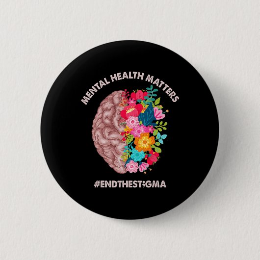 健康上の問題認識度月End The Stigma 缶バッジ (正面)