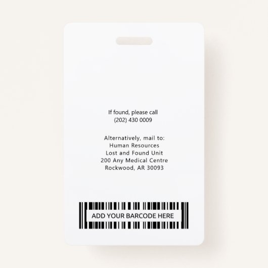 健康会社モダン従業員のロゴと写真ID バッジ (裏面)